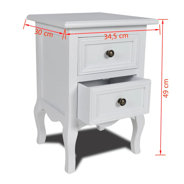 Nachttische Weiß MDF 2er-Set mit Schubladen