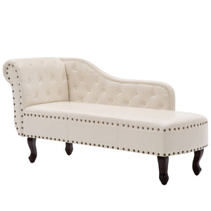Creme Kunstleder Chaiselongue