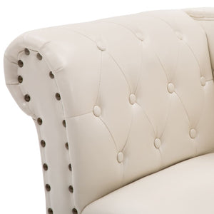 Creme Kunstleder Chaiselongue