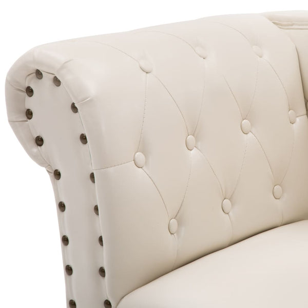 Creme Kunstleder Chaiselongue