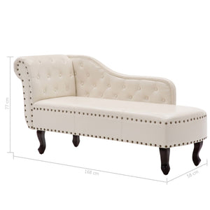 Creme Kunstleder Chaiselongue