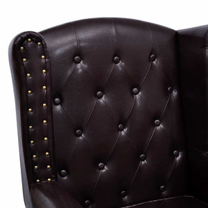 Sessel mit Hocker Dunkelbraun Kunstleder