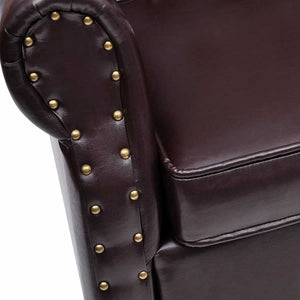Sessel mit Hocker Dunkelbraun Kunstleder