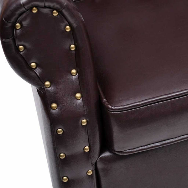 Sessel mit Hocker Dunkelbraun Kunstleder