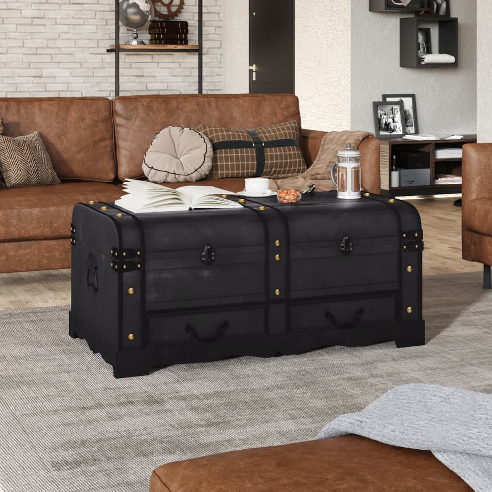 vidaXL Coffre de rangement en bois Grand Noir