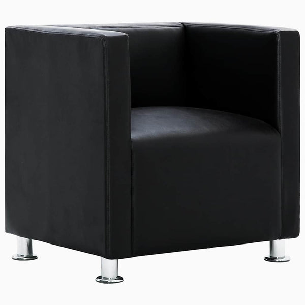 Fauteuil cubique vidaXL Similicuir noir