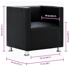 Fauteuil cubique vidaXL Similicuir noir