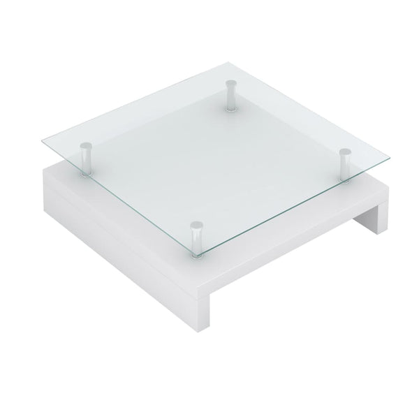 vidaXL Table basse avec plateau en verre Blanc