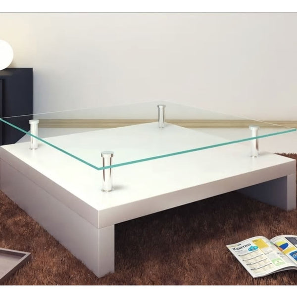 vidaXL Table basse avec plateau en verre Blanc