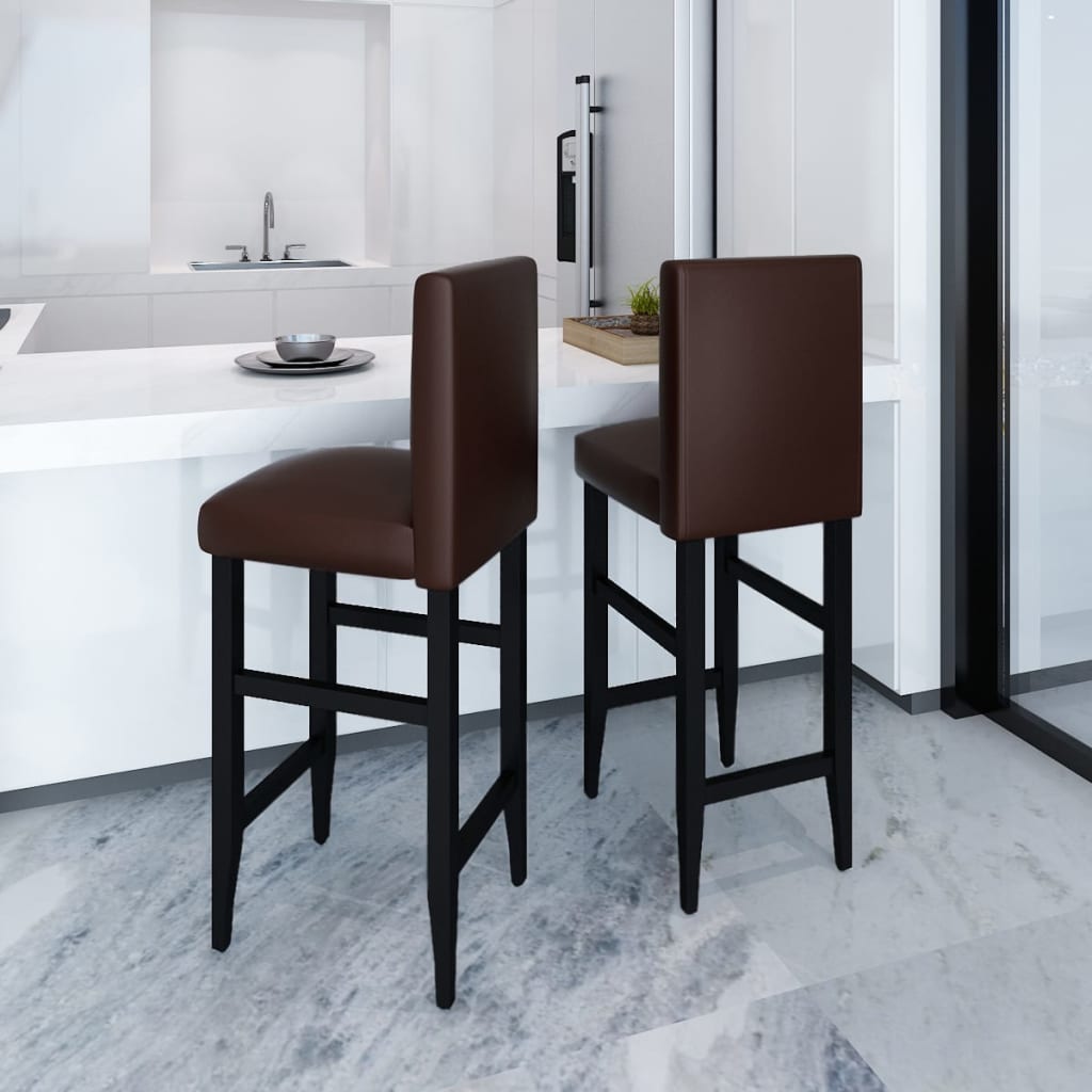 Barhocker Set Dunkelbraun Kunstleder 2er