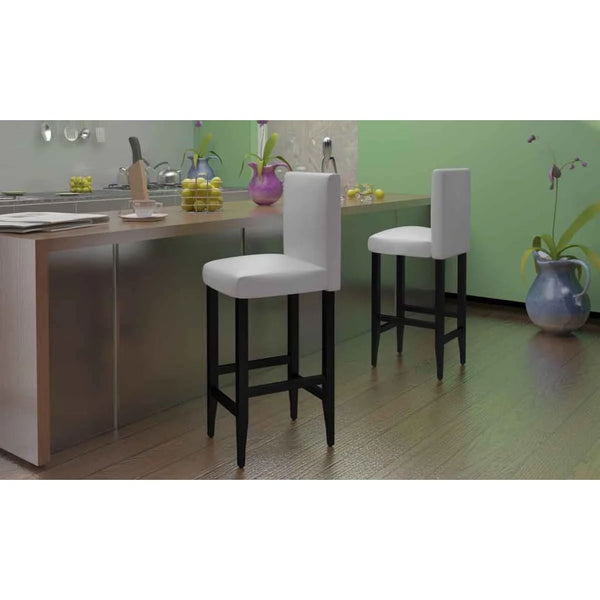 Weiße Kunstleder Barhocker, 2er Set