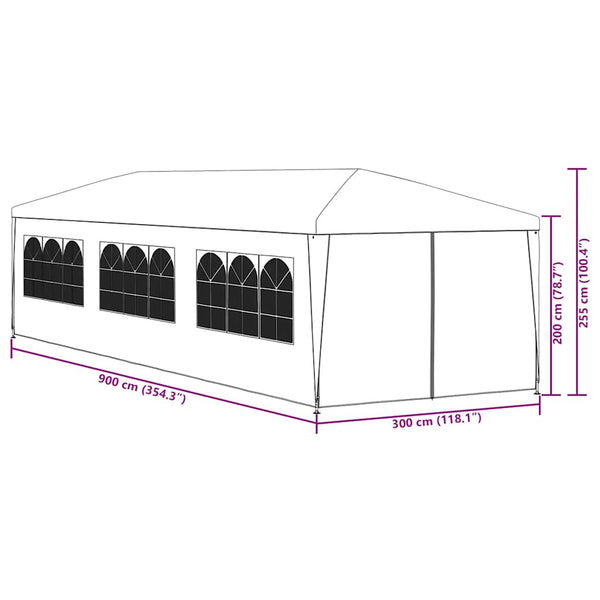 Blaues Partyzelt 3x9 m