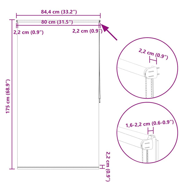 Verdunkelungsrollo 84,4 x 175 cm, Stoffbreite 80 cm, Beige