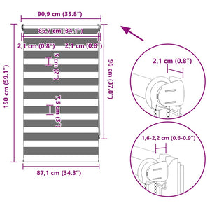 vidaXL Store enrouleur jour nuit 90,9 x 150 cm, largeur de tissu 86,7 cm, marron café