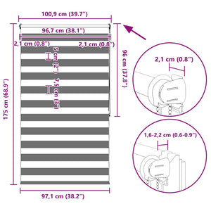 Zebra Rollo 100,9x175 cm Kaffeebraun