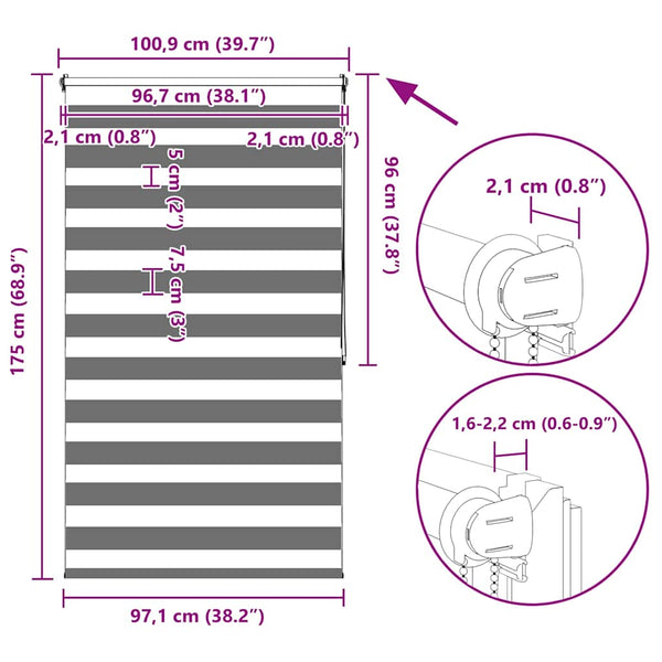 Zebra Rollo 100,9x175 cm Kaffeebraun
