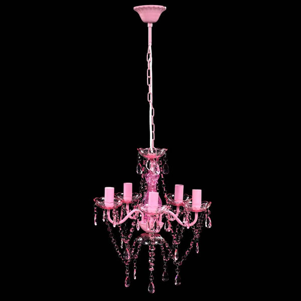 vidaXL Lustre 5 ampoules rose