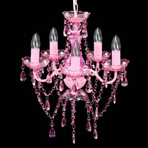 Kronleuchter 5 Glühbirnen Rosa
