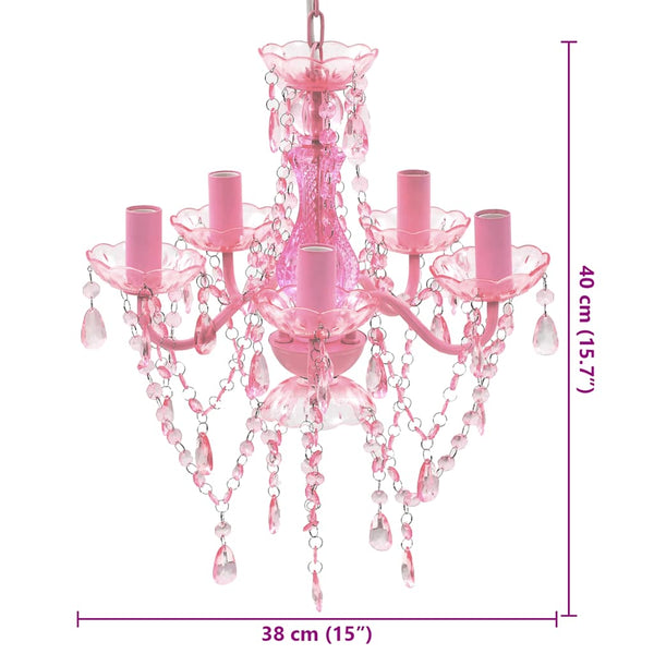 vidaXL Lustre 5 ampoules rose