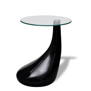 vidaXL Table basse avec plateau rond en verre Noir brillant