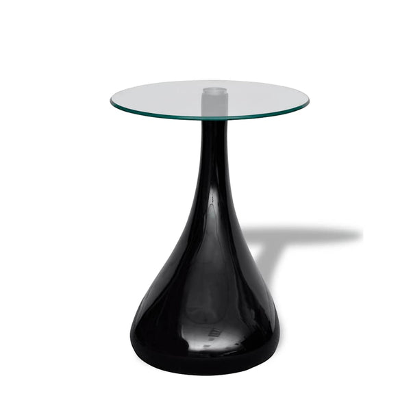 vidaXL Table basse avec plateau rond en verre Noir brillant