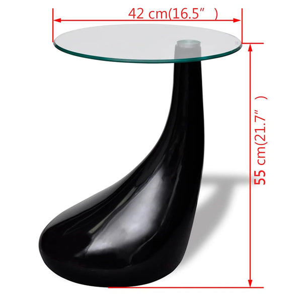 Couchtisch mit Runder Glasplatte Hochglanz Schwarz