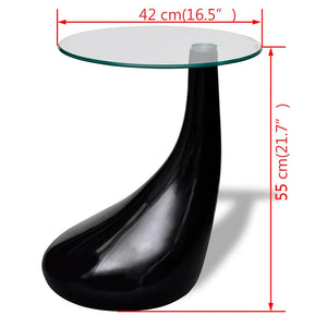 vidaXL Table basse avec plateau rond en verre Noir brillant