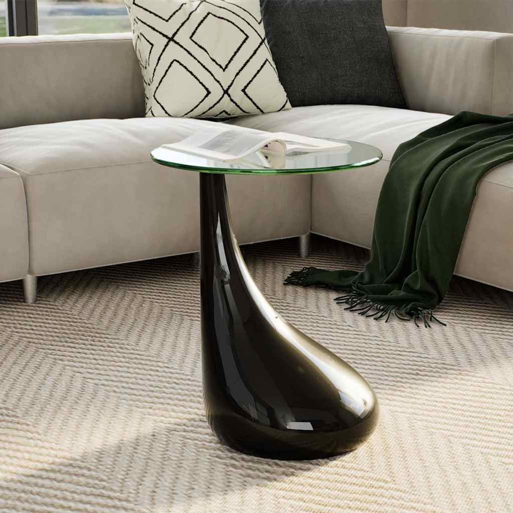 Couchtisch Schwarz Hochglanz mit Glasplatte