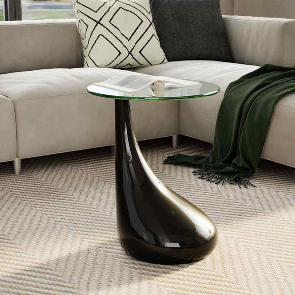 Couchtisch Schwarz Hochglanz mit Glasplatte