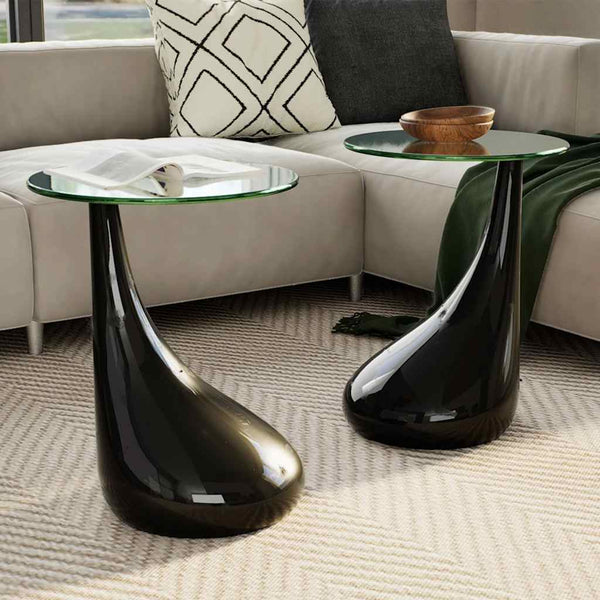 Couchtische, 2er-Set, Schwarz Hochglanz