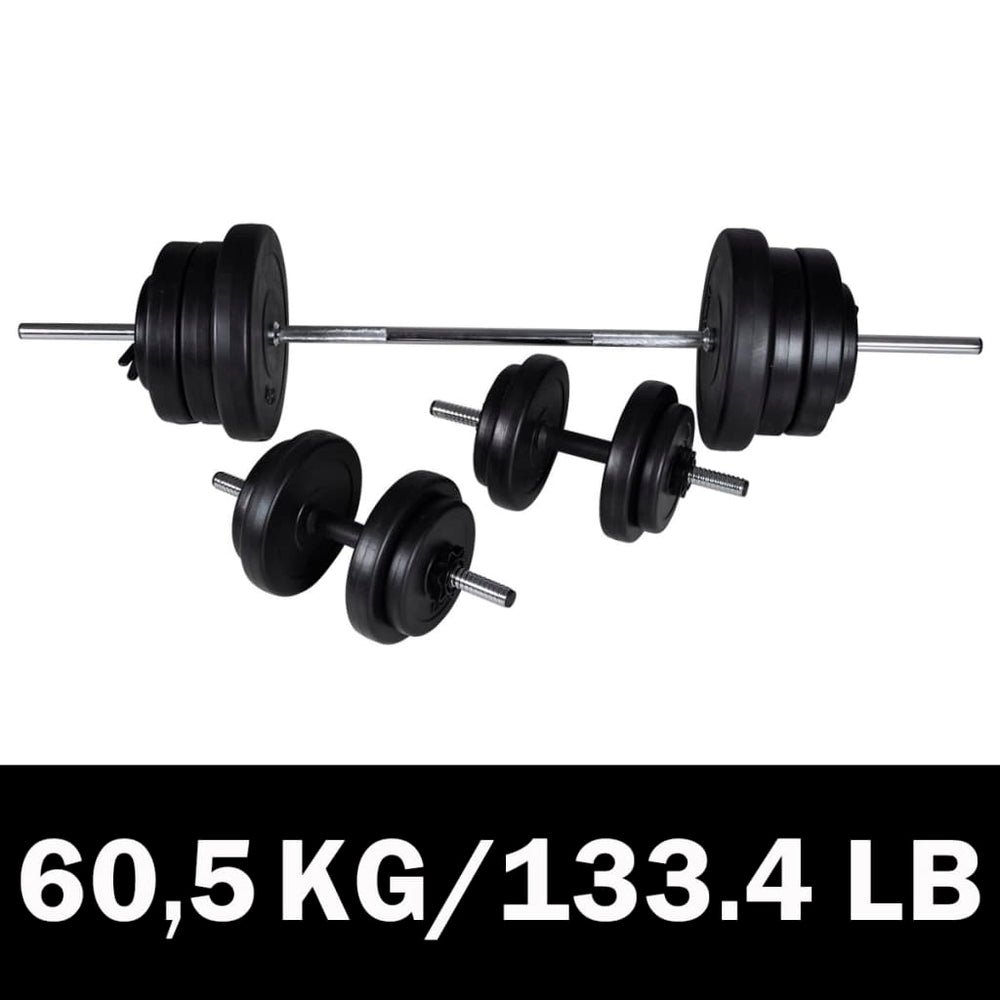 vidaXL Ensemble haltère long + 2 haltères courts 60,5 kg