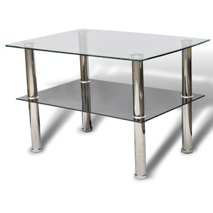 vidaXL Table basse avec étagère en verre