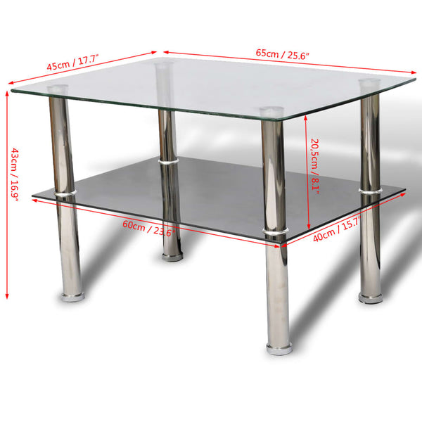 vidaXL Table basse avec étagère en verre