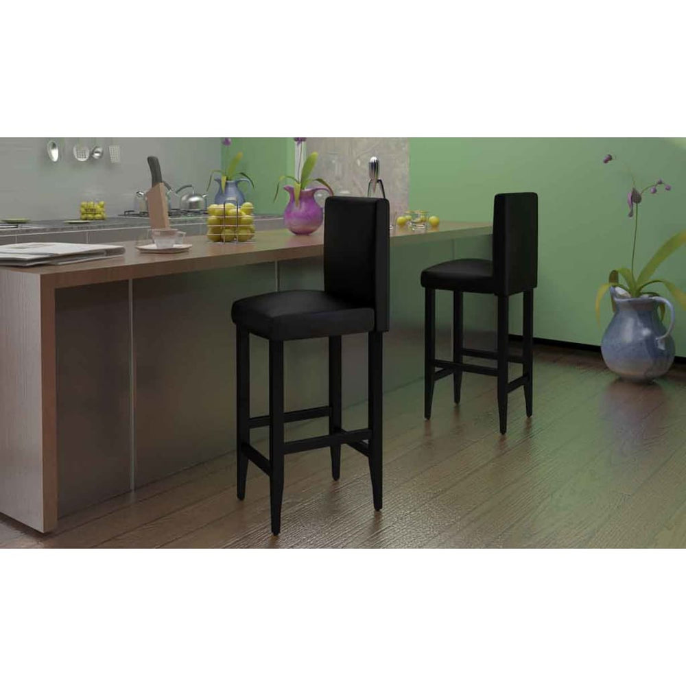 vidaXL Bar Stools 4 pcs Black Faux Leather