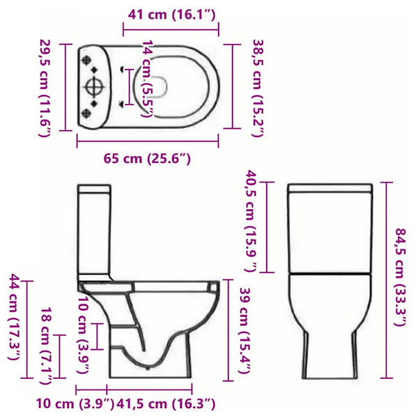 Keramik-Toilette Abgang Horizontal Schwarz