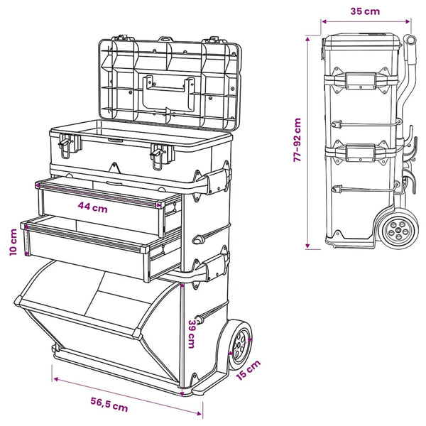 vidaXL 3-piece Tool Trolley