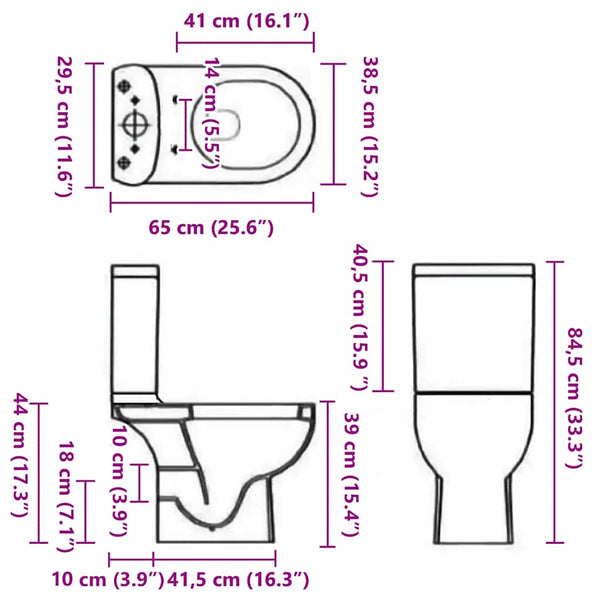 Keramik Toilette, Horizontal Abgang, Weiß