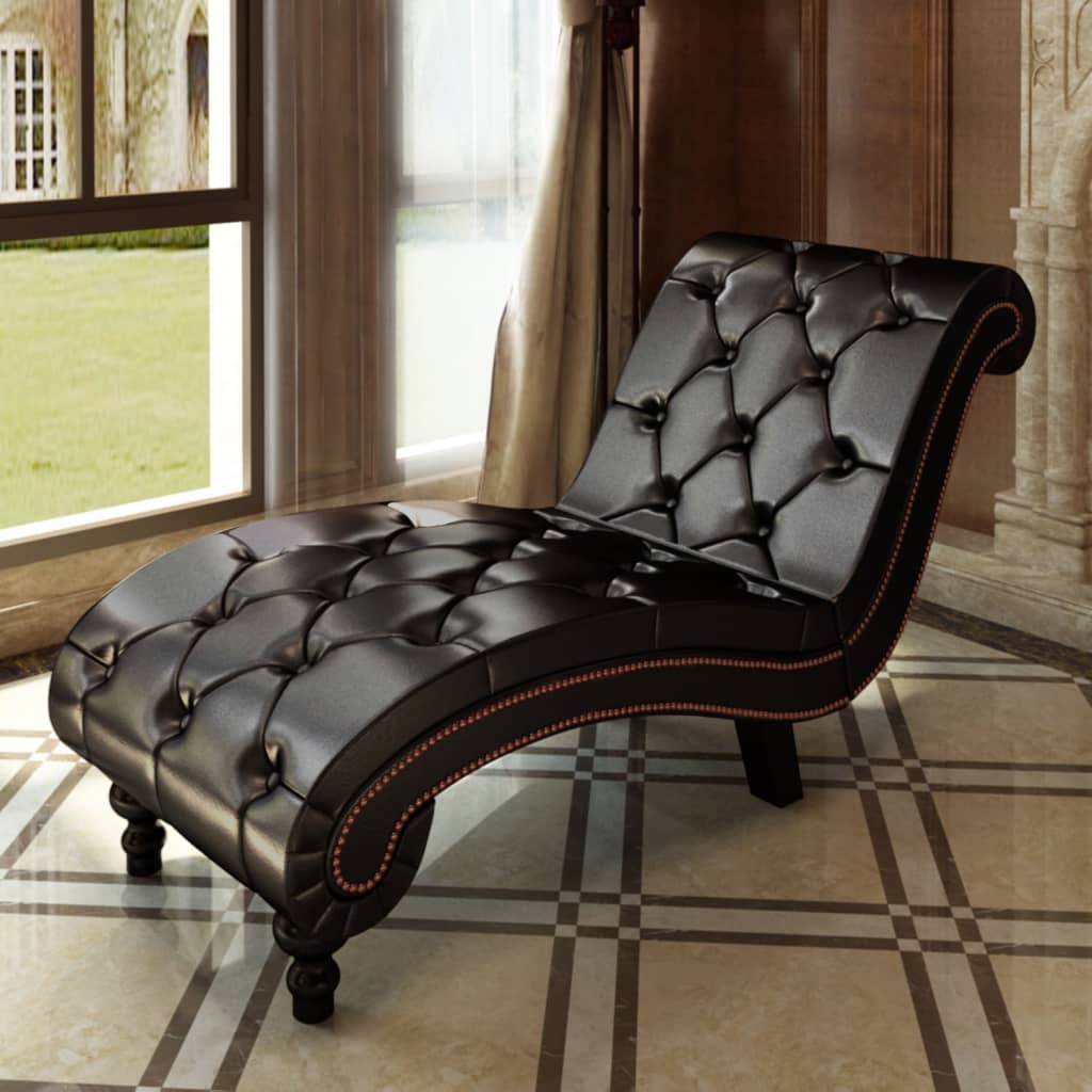 Braune Chaiselongue aus Kunstleder