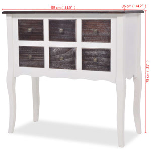Konsolenschrank Holz mit 6 Schubladen