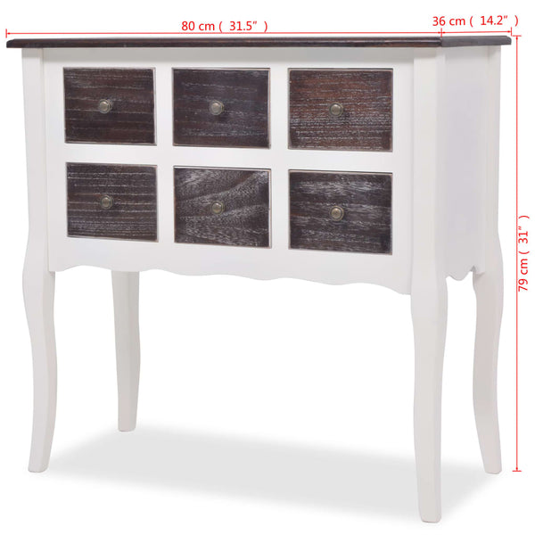 Konsolenschrank Holz mit 6 Schubladen