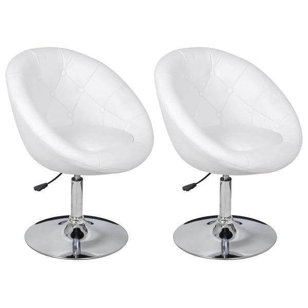 2er Set Cocktailsessel Weiß Kunstleder