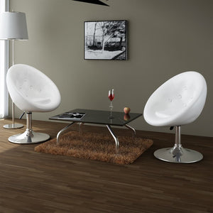 2er Set Cocktailsessel Weiß Kunstleder
