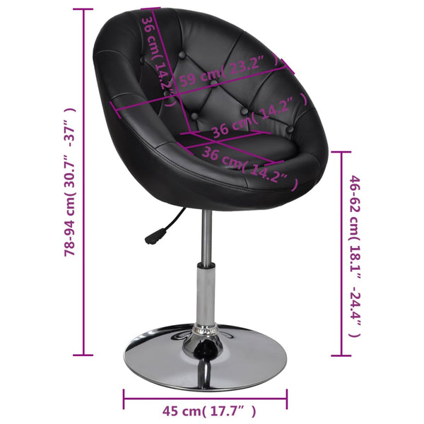 Cocktailsessel 2er Set Schwarz Kunstleder