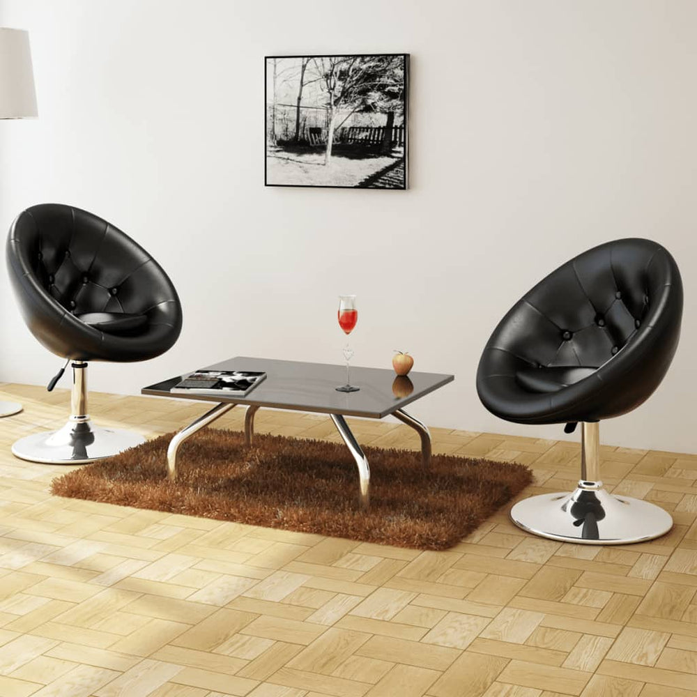 Cocktailsessel 2er Set Schwarz Kunstleder