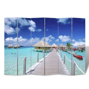 vidaXL Paravent pliable 217x170 cm Plage