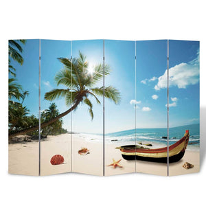 vidaXL Paravent pliable 217x170 cm Plage