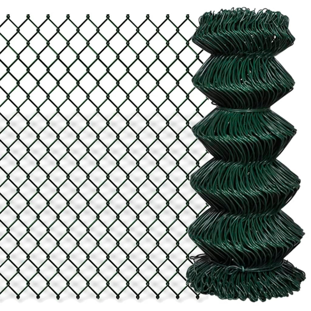 vidaXL Chain-Link Fence Steel 0.8x15 m Green