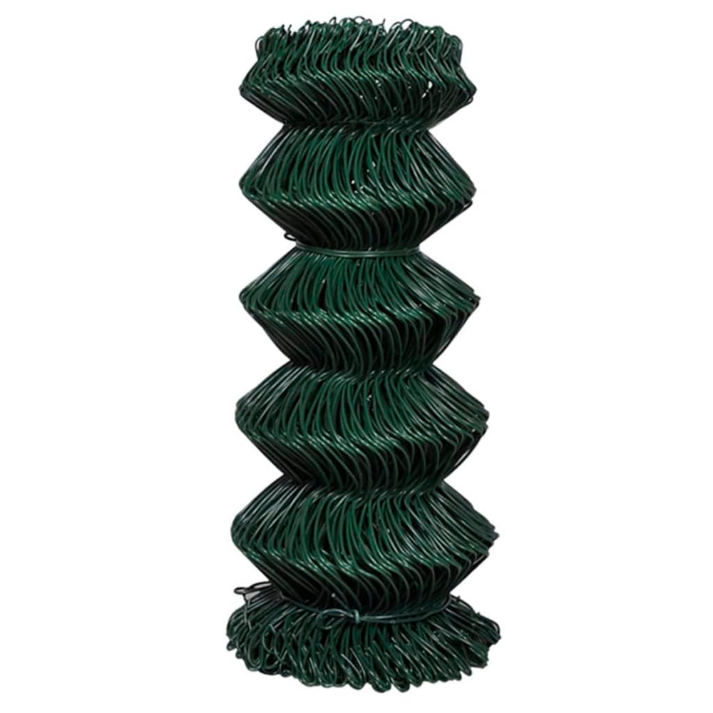 vidaXL Chain-Link Fence Steel 0.8x15 m Green