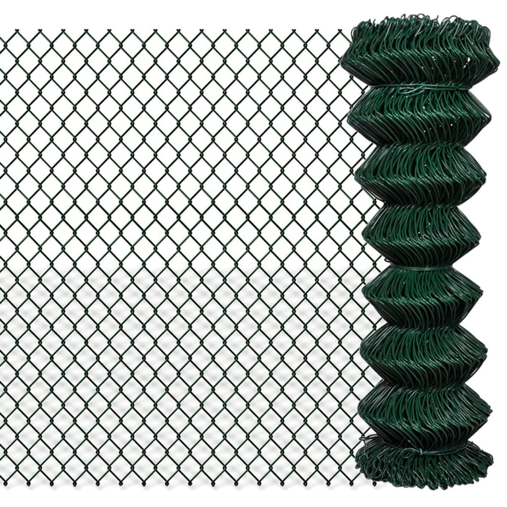 vidaXL Chain Link Fence Steel 1.25x15 m Green