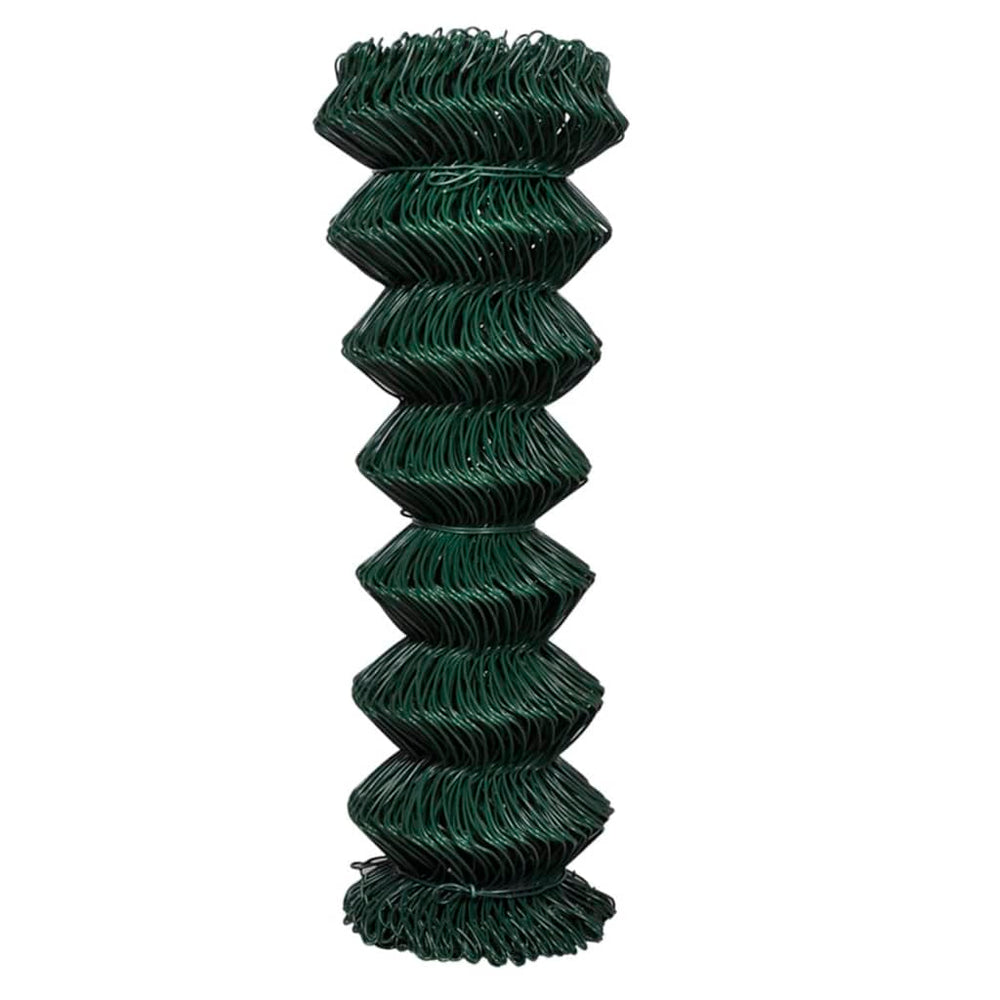 vidaXL Chain Link Fence Steel 1.25x15 m Green